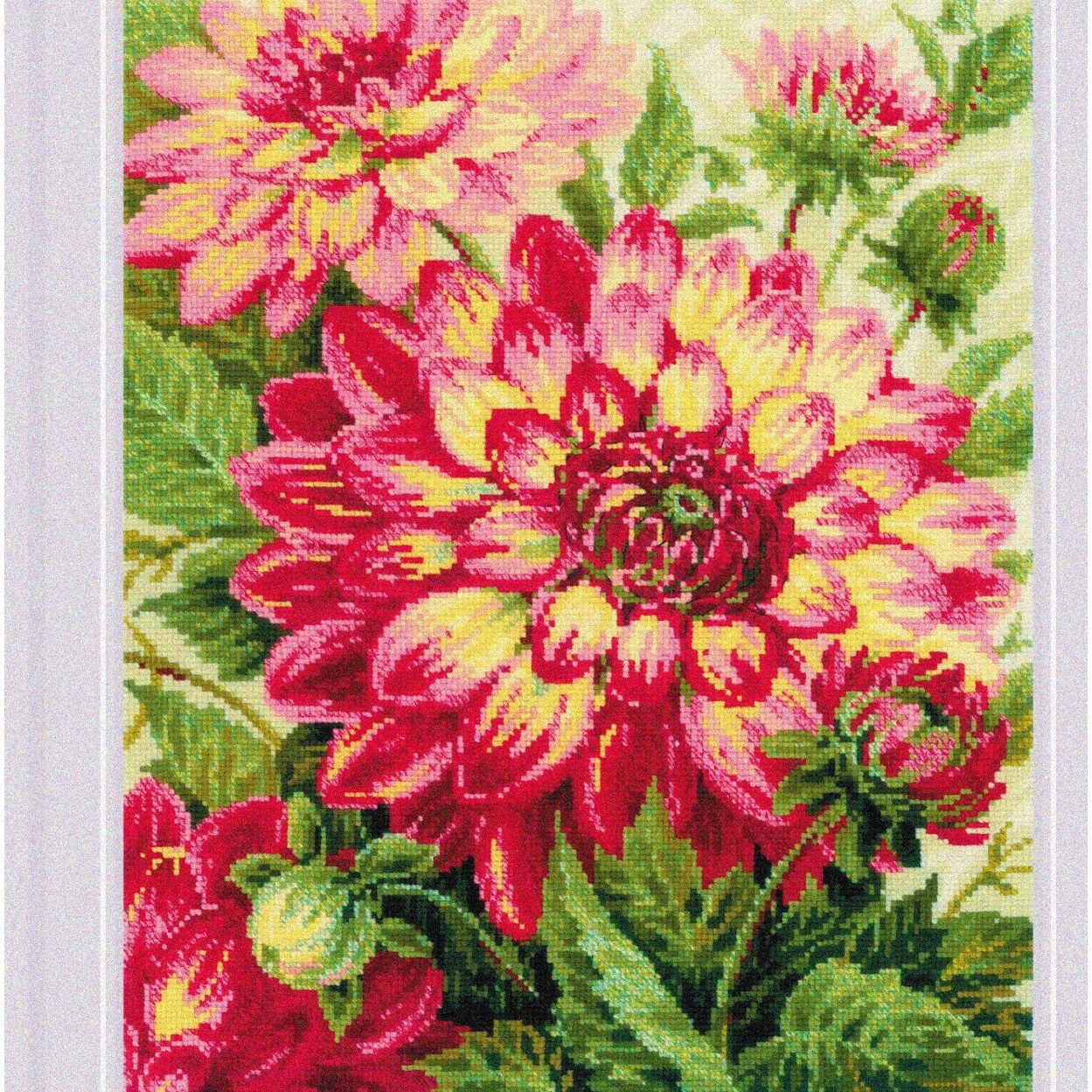 Dahlia Cross Stitch Kit with 10 Count Floral Embroidery