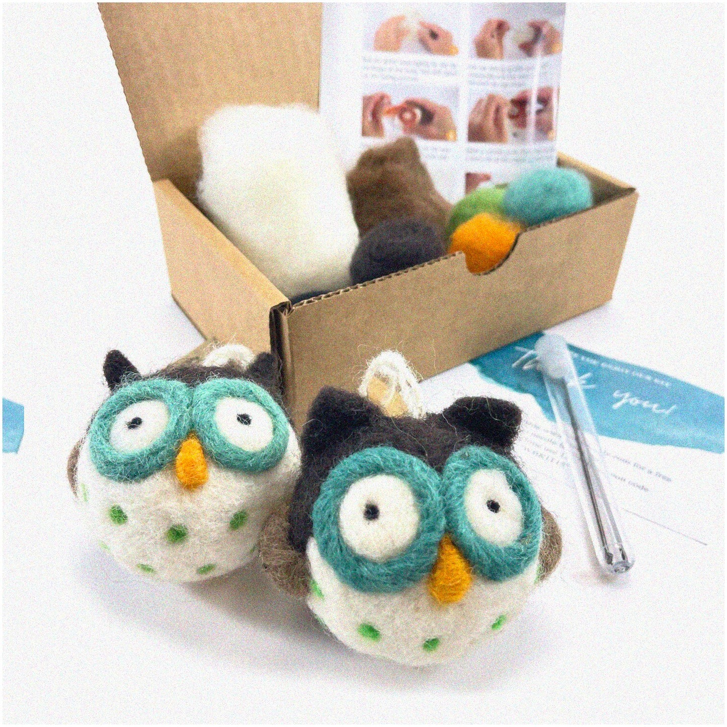 WhimsiFelt OwlCraft Kit 22g Wool Needle Felting Set