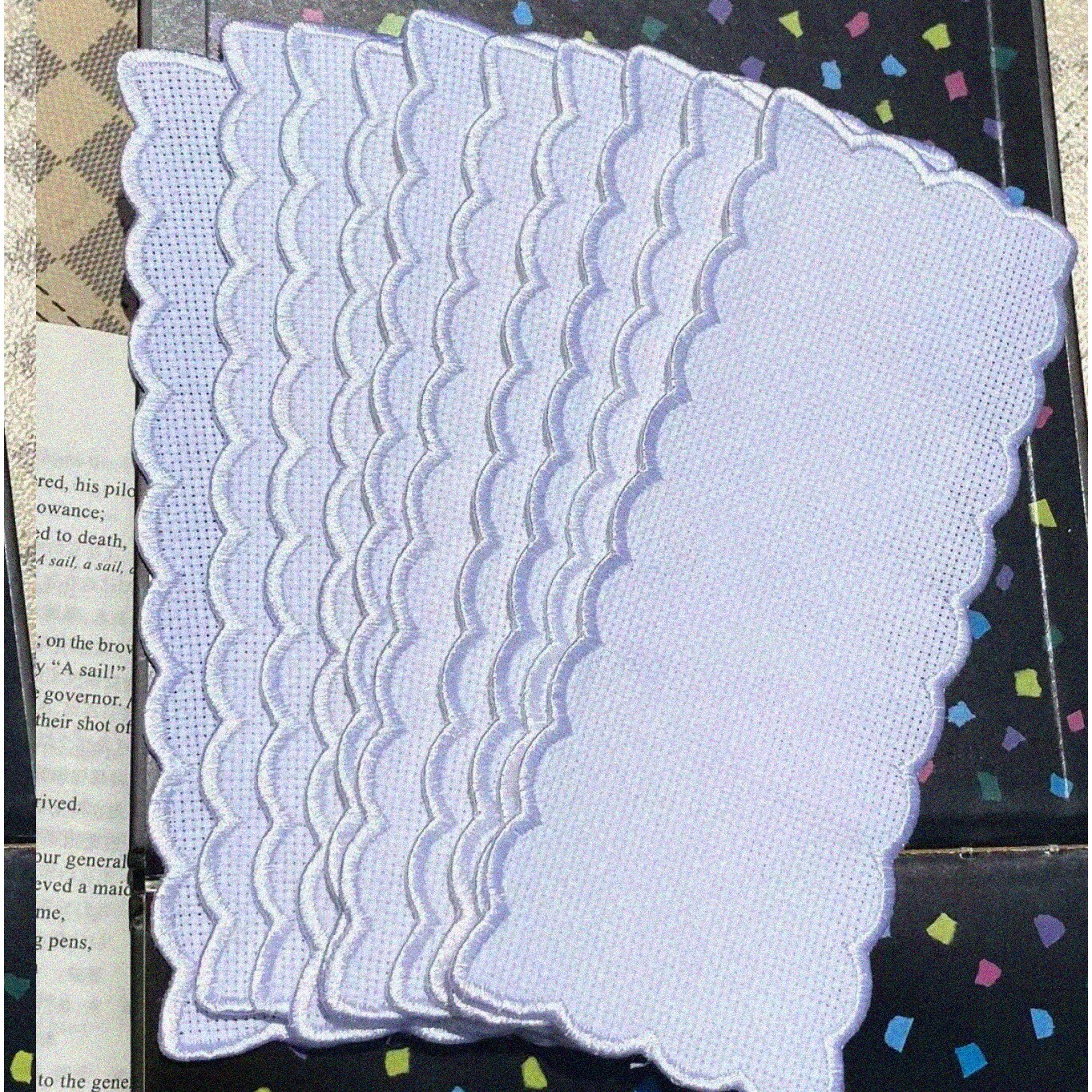 Colorful Cross Stitch Bookmarks Set of 10 with Embroidered Edges