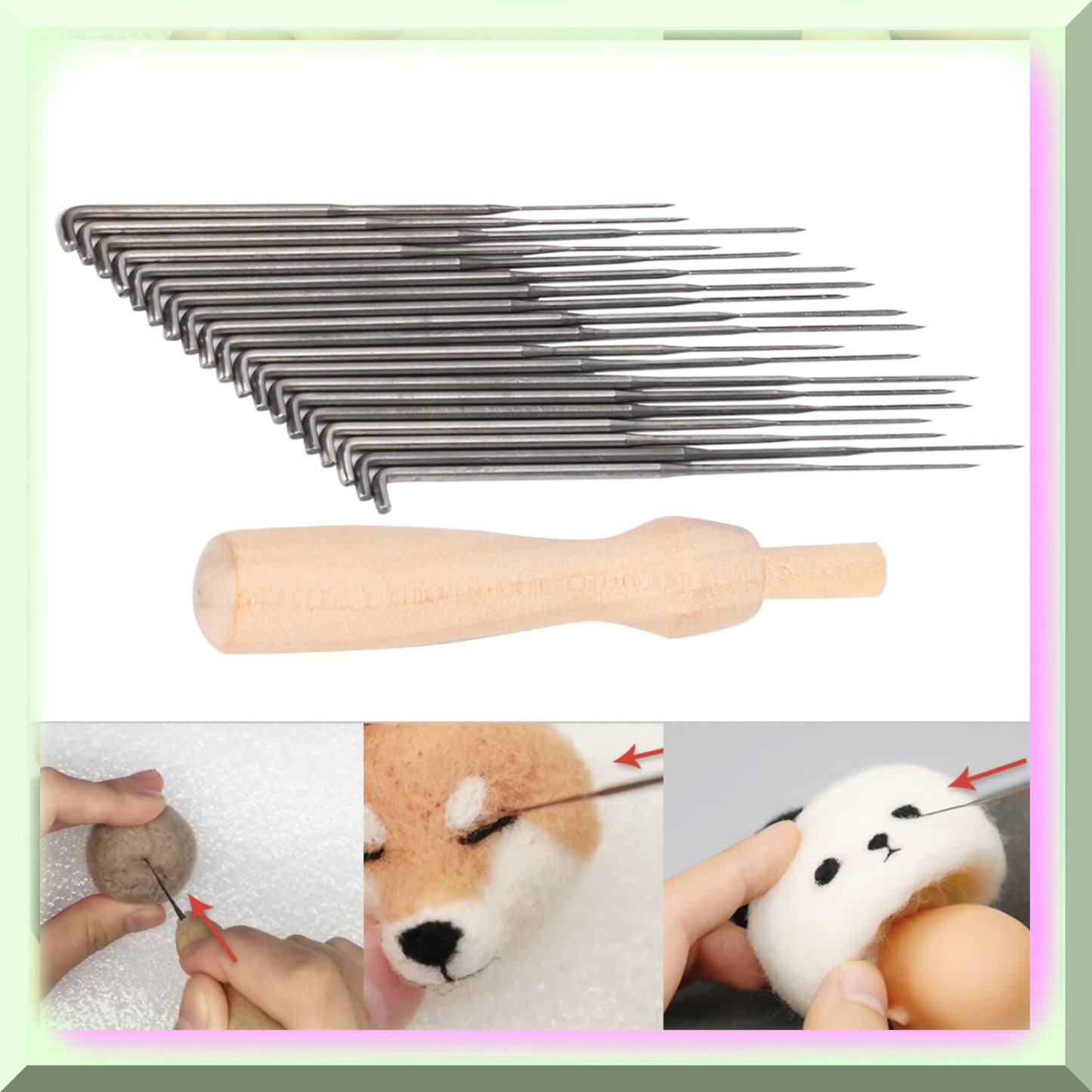 Needle Felting Kit with 3 Sizes and Storage