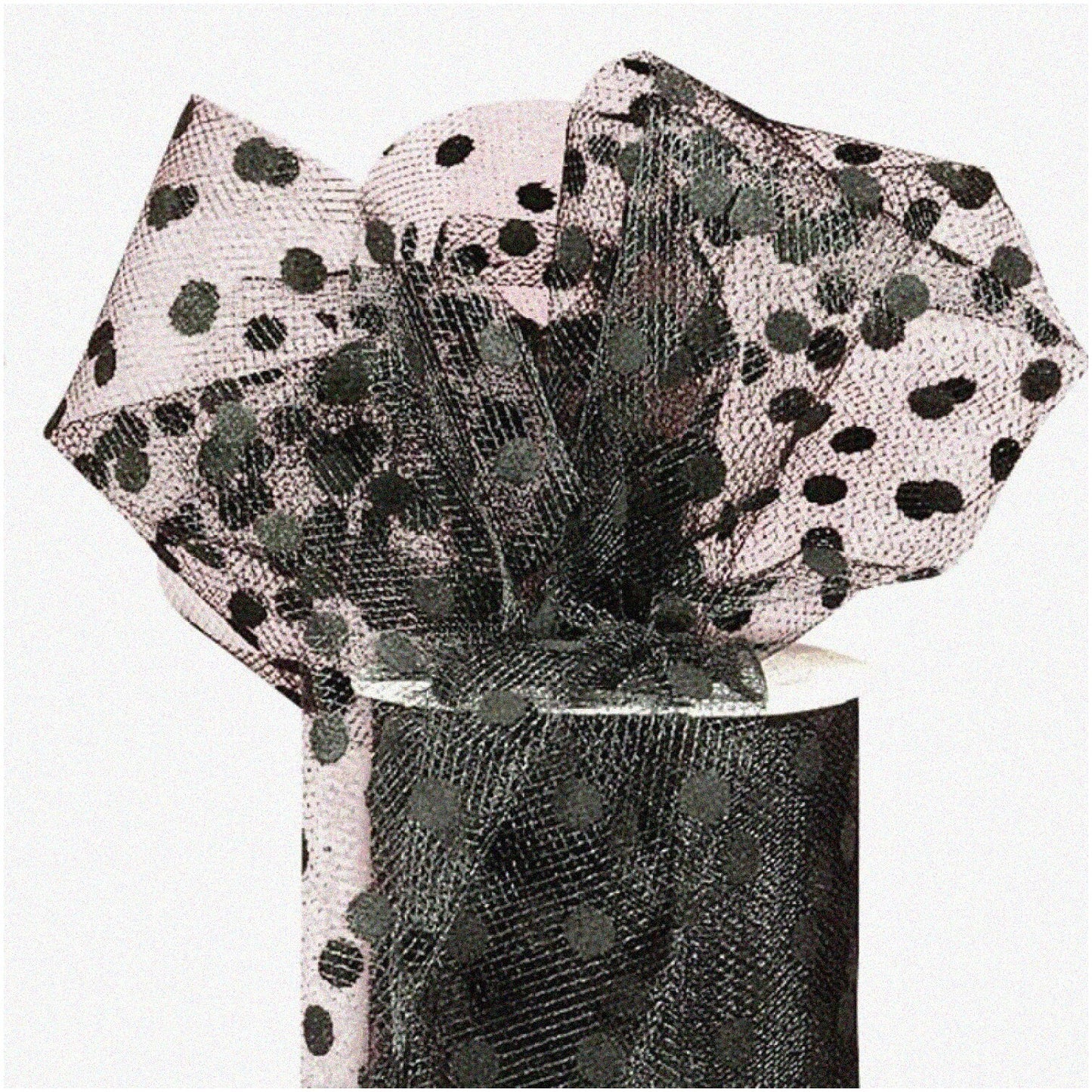 6" x 25 Yards Black Polka Dot Tulle