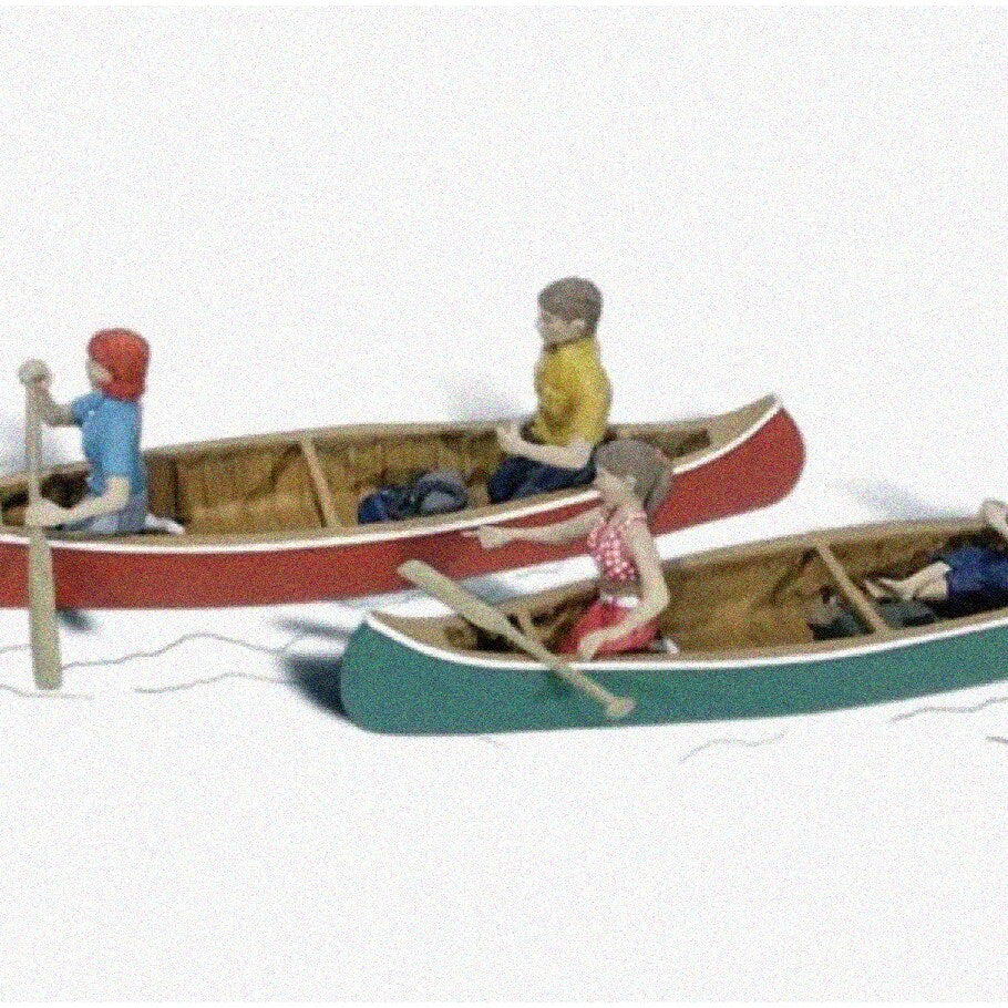 HO Scale Miniature Figures for Canoe Enthusiasts