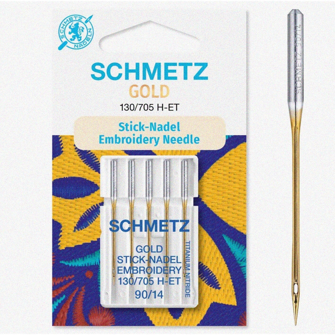 Golden StitchCraft Needles Titanium Coated Size 90/14 (Set of 5)