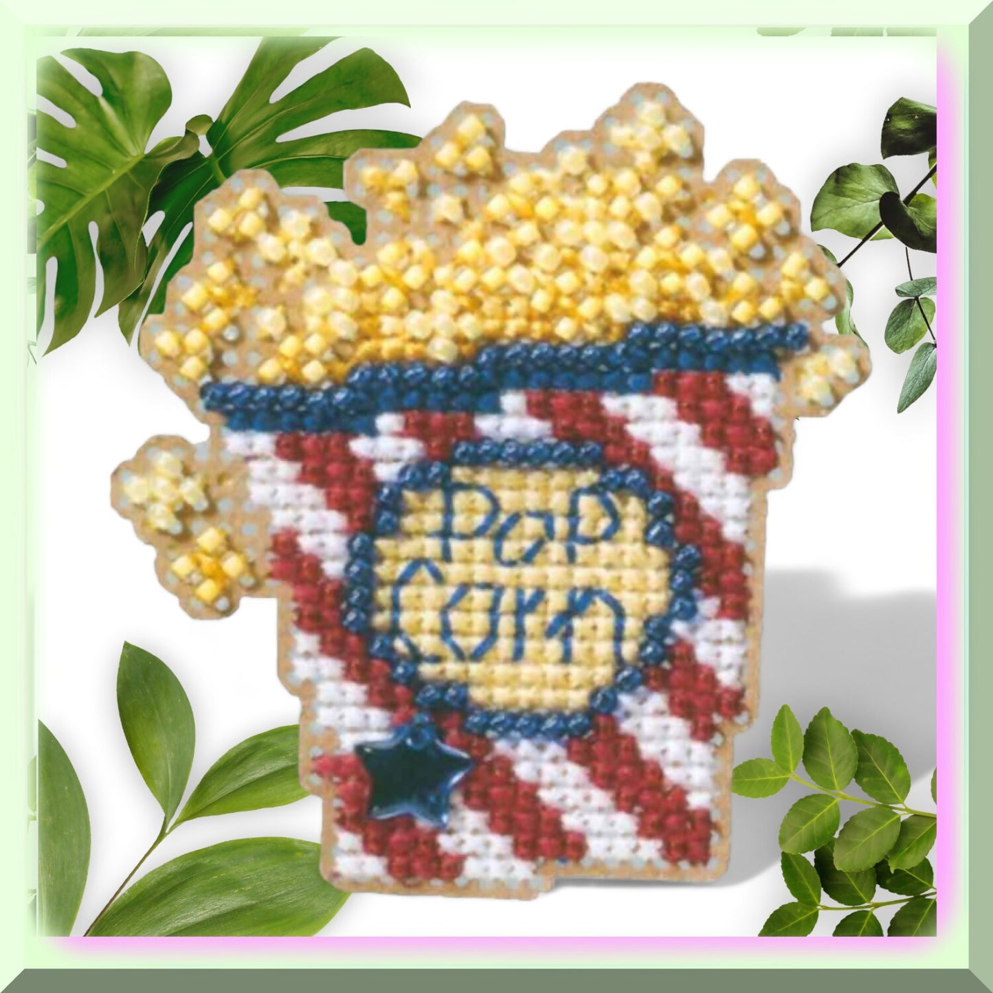 Spring Bouquet Cross Stitch Kit with Beads and Display Magnet