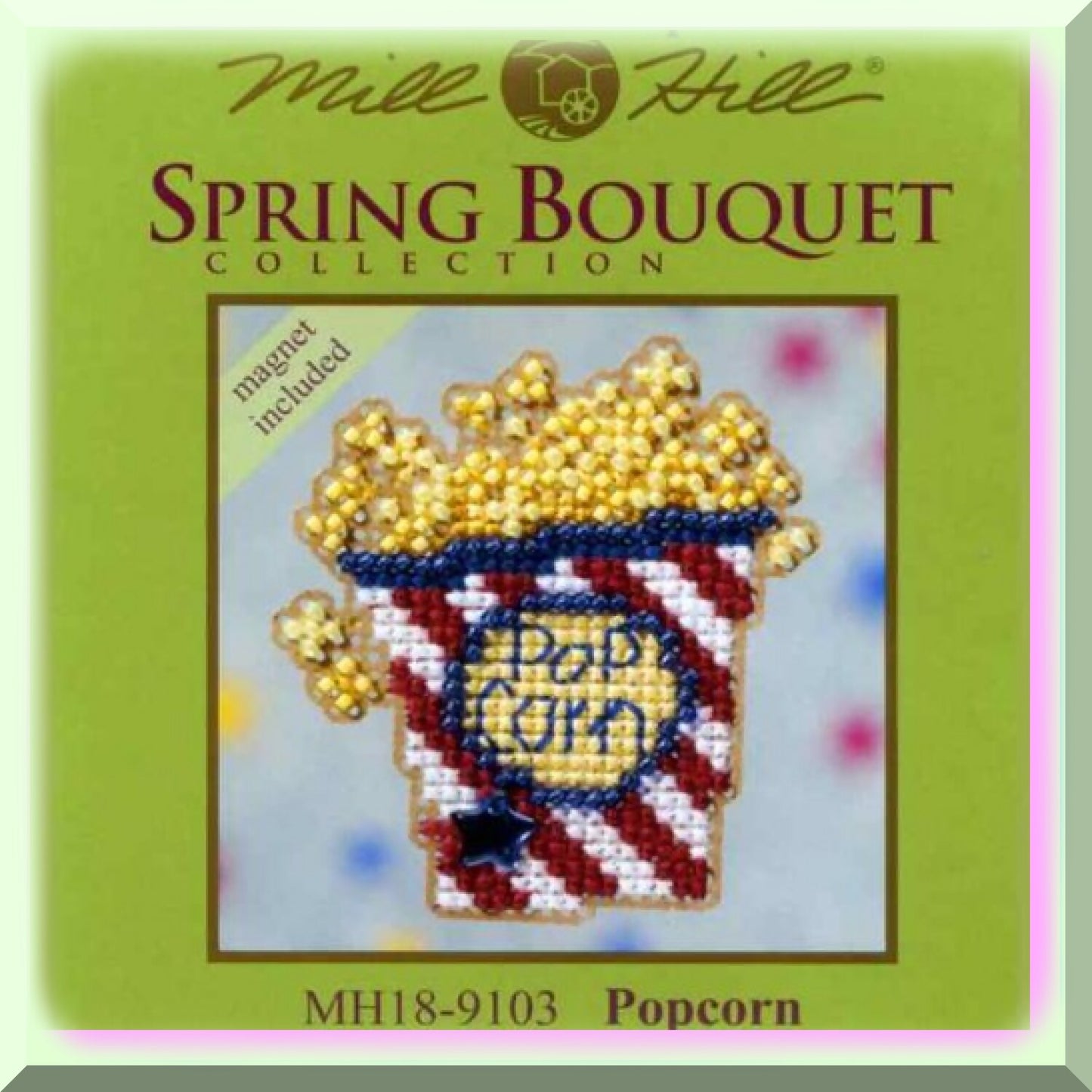 Spring Bouquet Cross Stitch Kit with Beads and Display Magnet