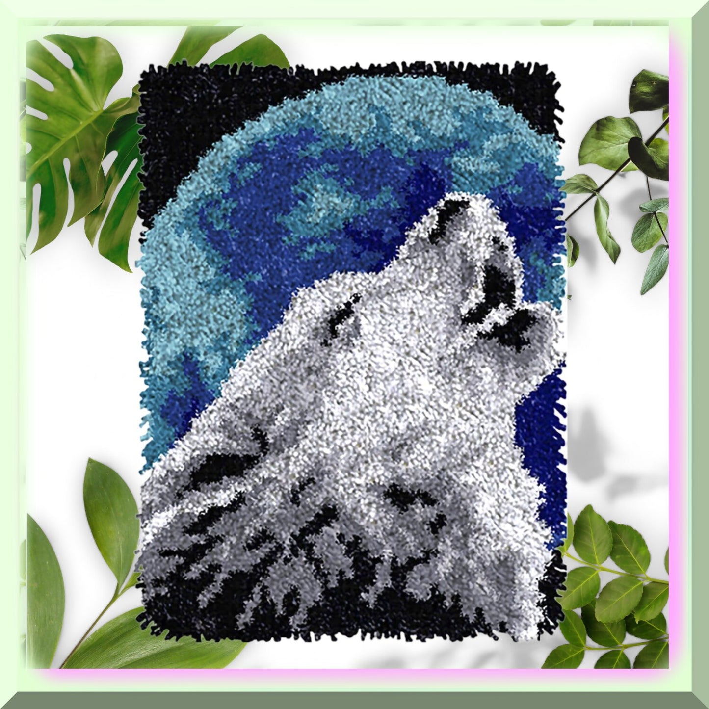 DIY Wolf Latch Hook Rug Kit for Adults and Kids
