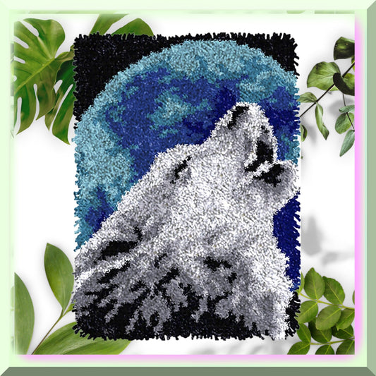 DIY Wolf Latch Hook Rug Kit for Adults and Kids