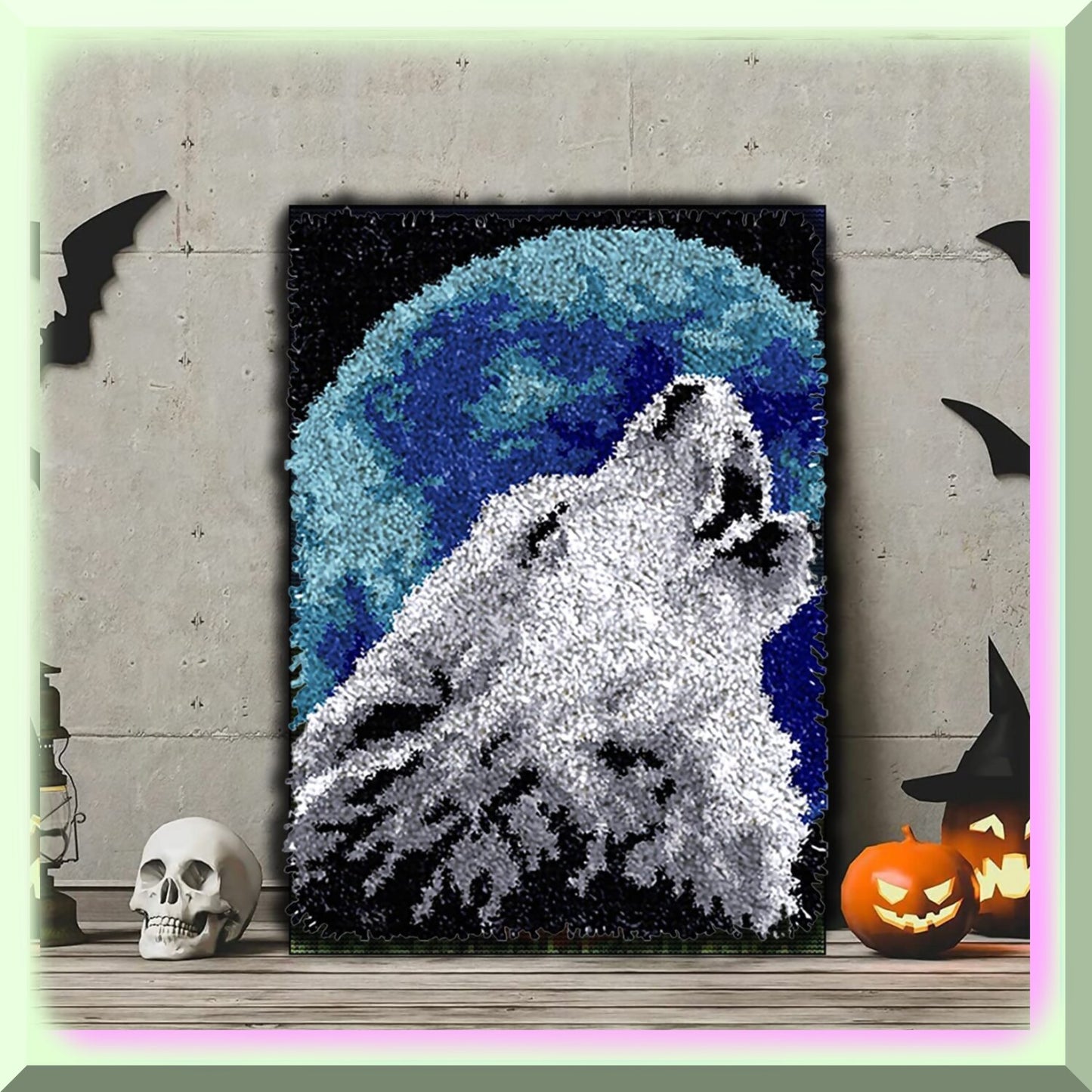 DIY Wolf Latch Hook Rug Kit for Adults and Kids