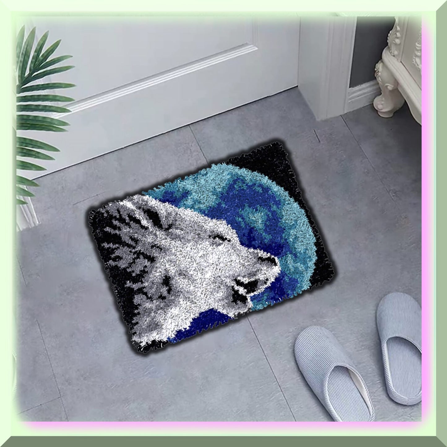 DIY Wolf Latch Hook Rug Kit for Adults and Kids