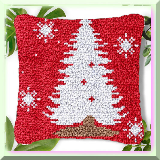 Festive Red Snowy Bliss Latch Hook Kit for Home Decor