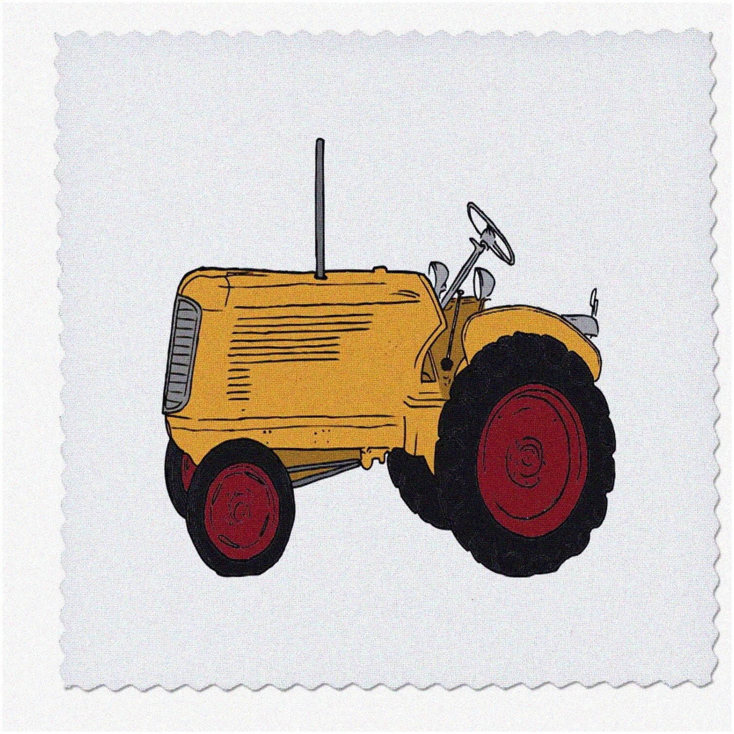 Orange Harvest Quilt Patch 10x10 with Tractor Image
