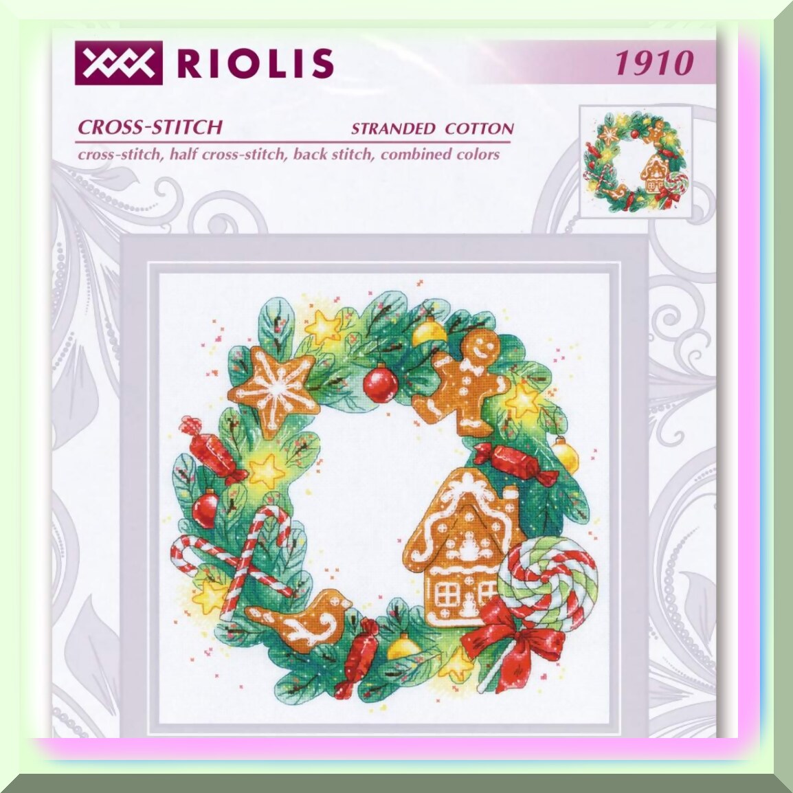 Gingerbread Delight Cross Stitch Kit for Festive Wreath
