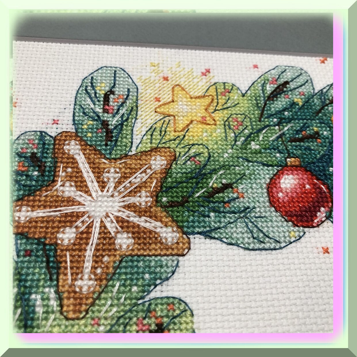 Gingerbread Delight Cross Stitch Kit for Festive Wreath