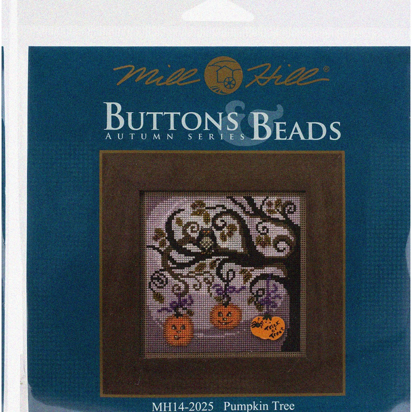 Halloween Pumpkin Cross Stitch Kit with Beads and Button