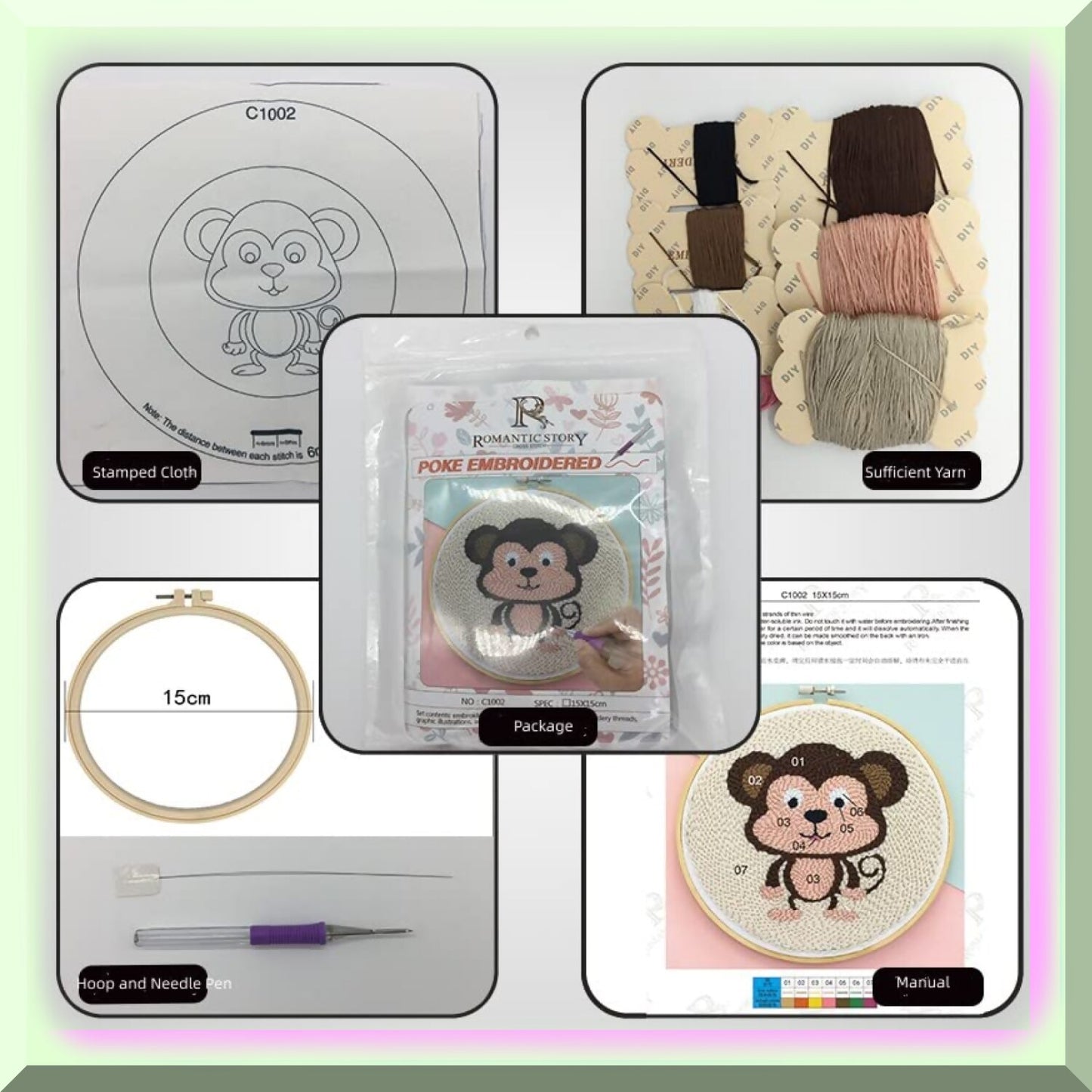 Punch Needle Embroidery Kit for Beginners with Pattern and Tools