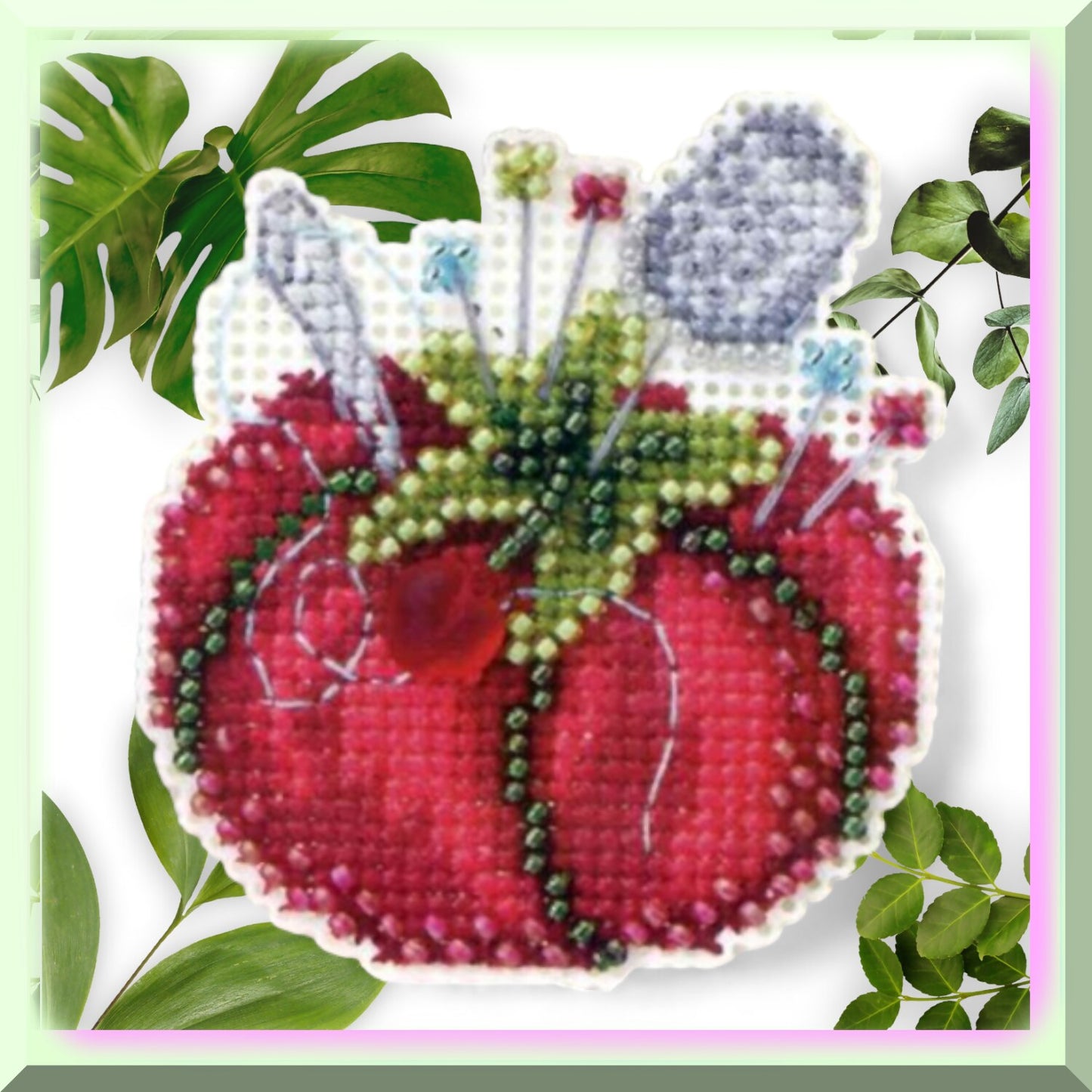 Beaded Tomato Pincushion Cross Stitch Kit for Spring