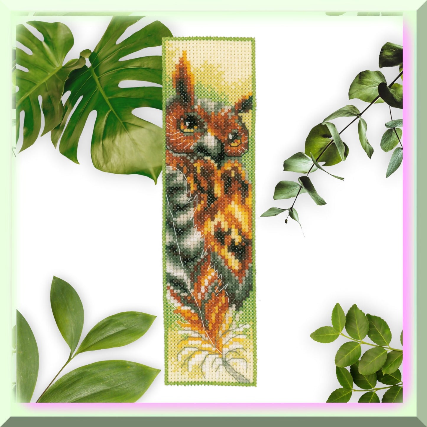 Eagle Owl Cross Stitch Bookmark Kit for Book Lovers