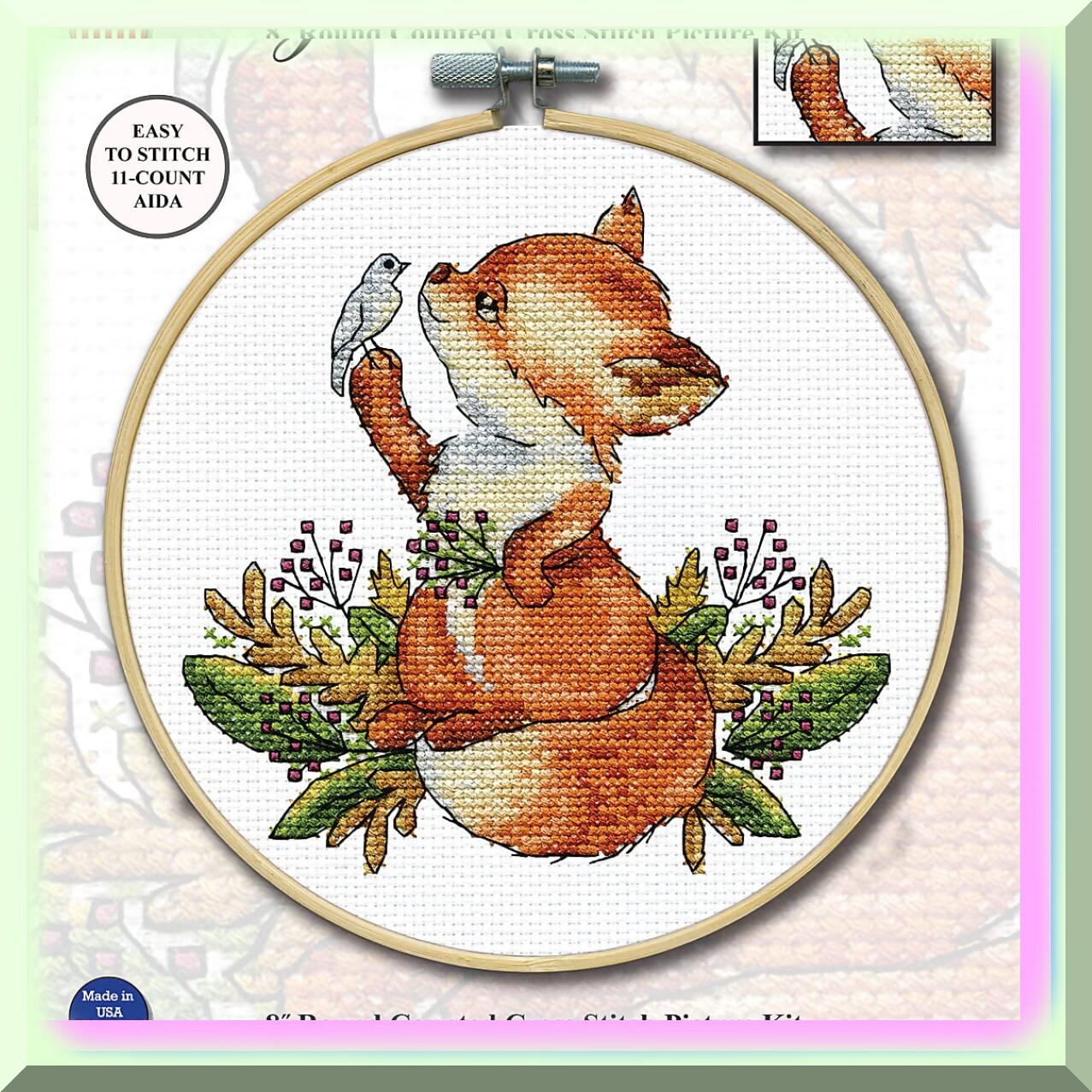 Whimsical Cross Stitch Kit for Fox Lovers