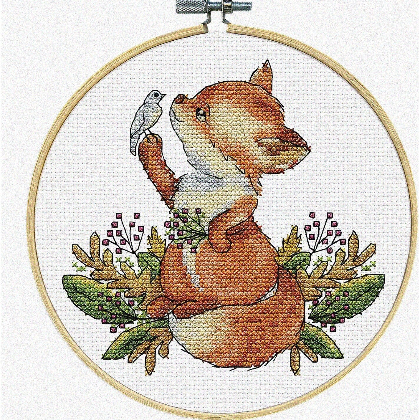 Whimsical Cross Stitch Kit for Fox Lovers
