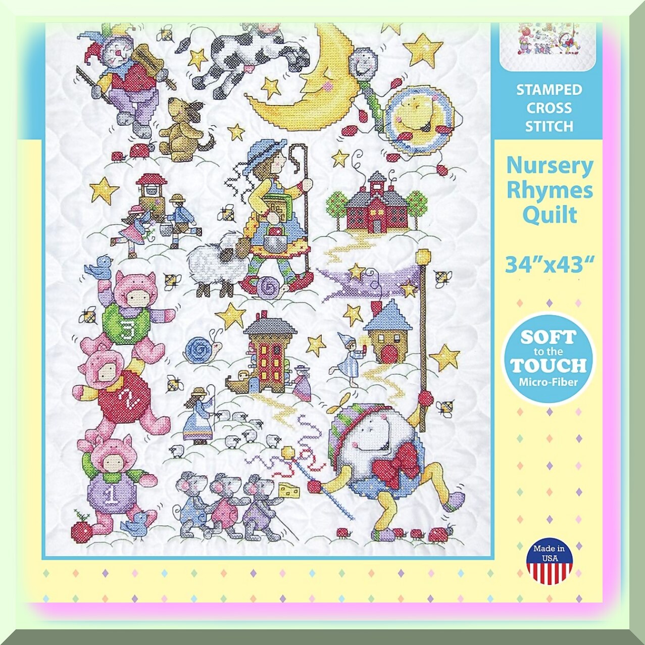 Nursery Rhyme Baby Quilt Cross Stitch Kit for Beginners
