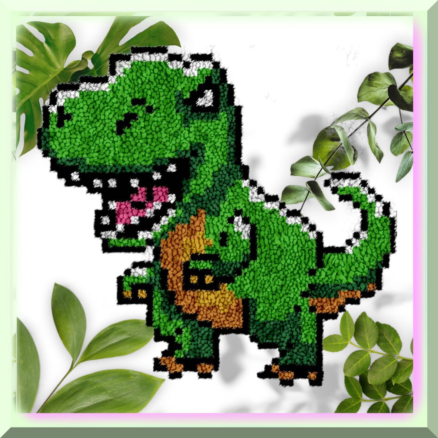 Dino-Print Latch Hook Rug Kit for Kids - Green Dinosaur Embroidery Set