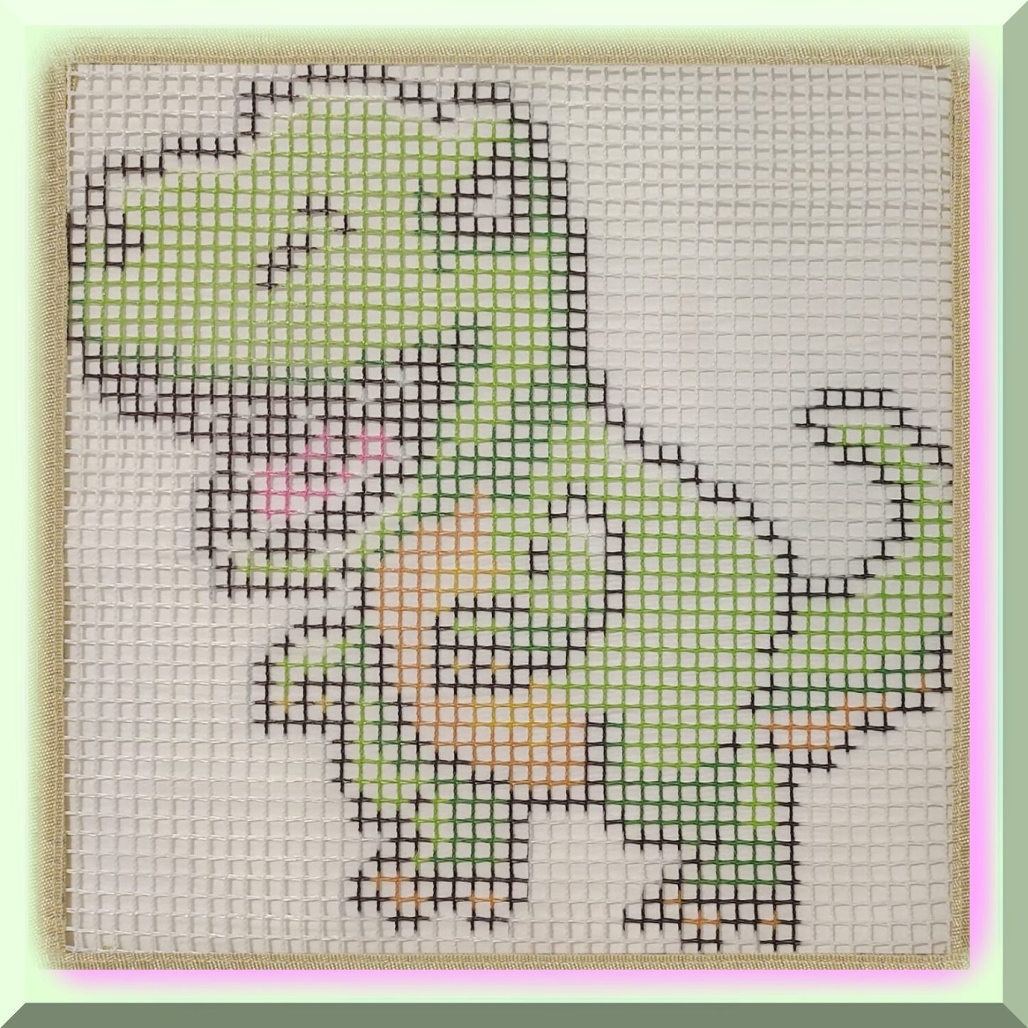 Dino-Print Latch Hook Rug Kit for Kids - Green Dinosaur Embroidery Set