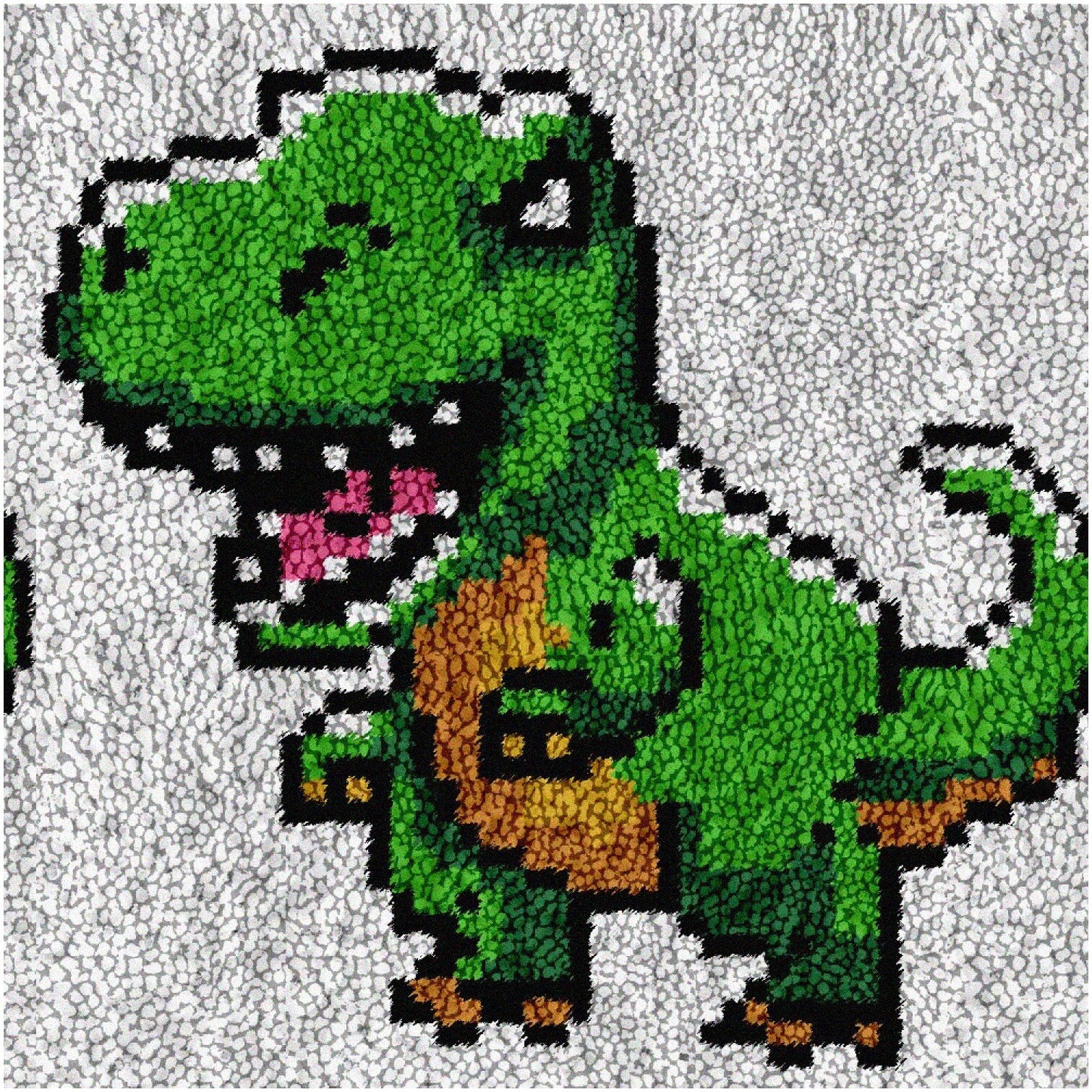 Dino-Print Latch Hook Rug Kit for Kids - Green Dinosaur Embroidery Set