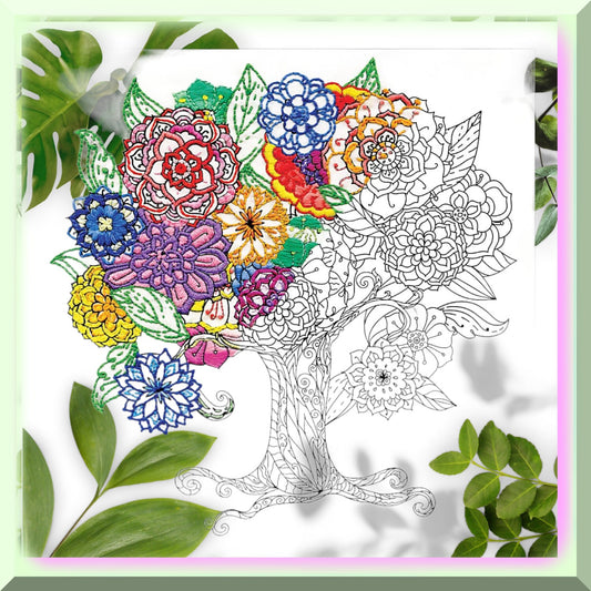 Multicolor Tree Embroidery Kit for Decor