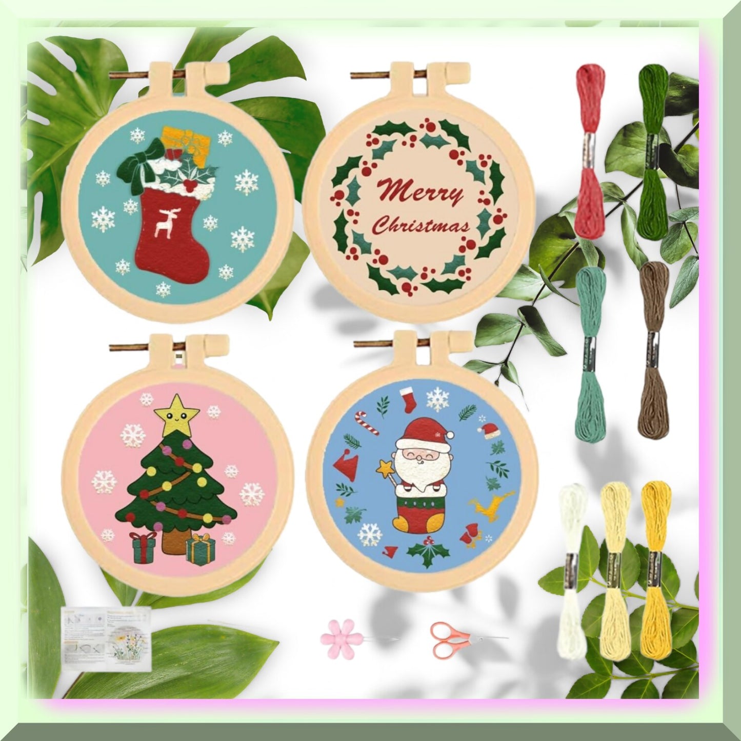 Small Embroidery Kit with Hoop and Colors for Beginners