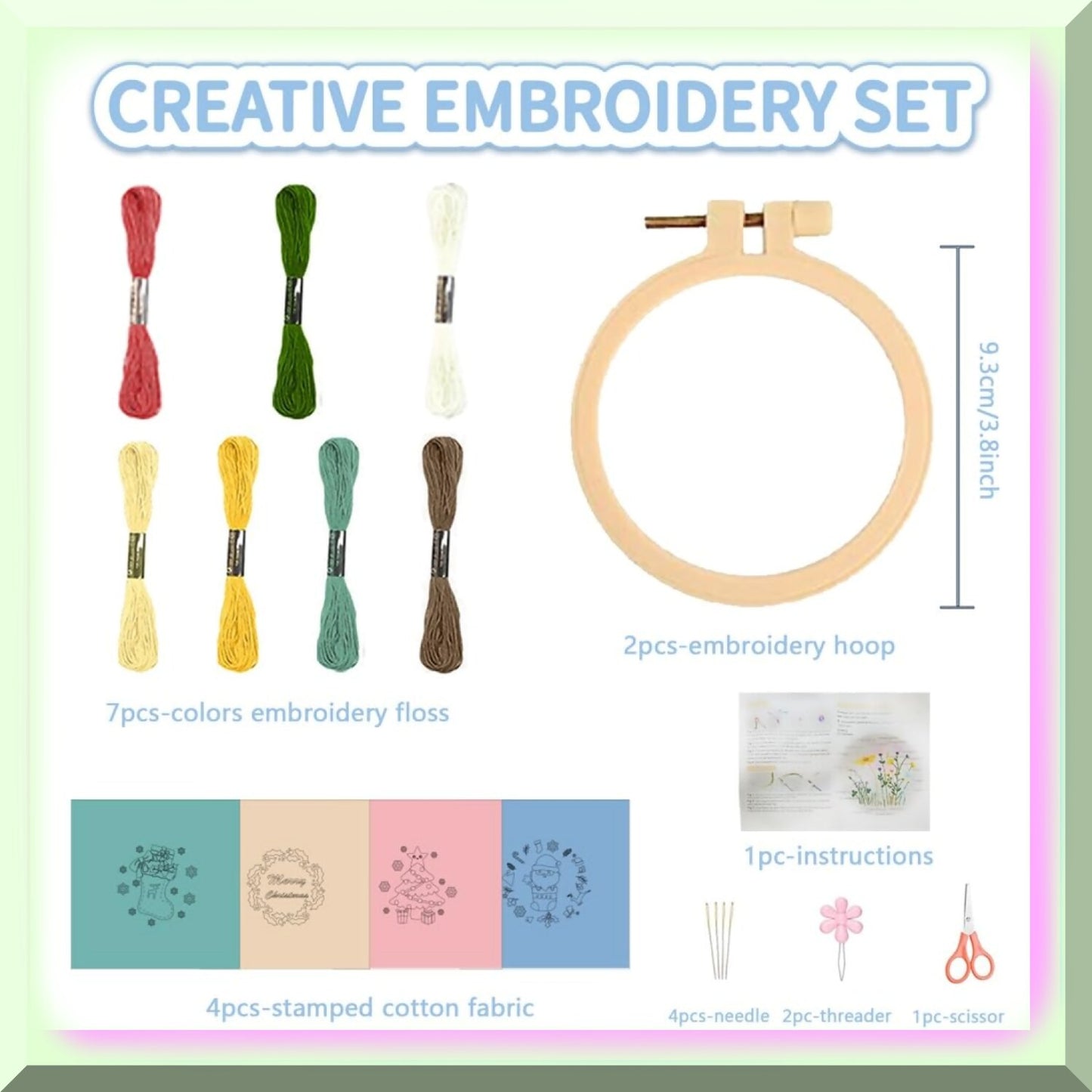 Small Embroidery Kit with Hoop and Colors for Beginners