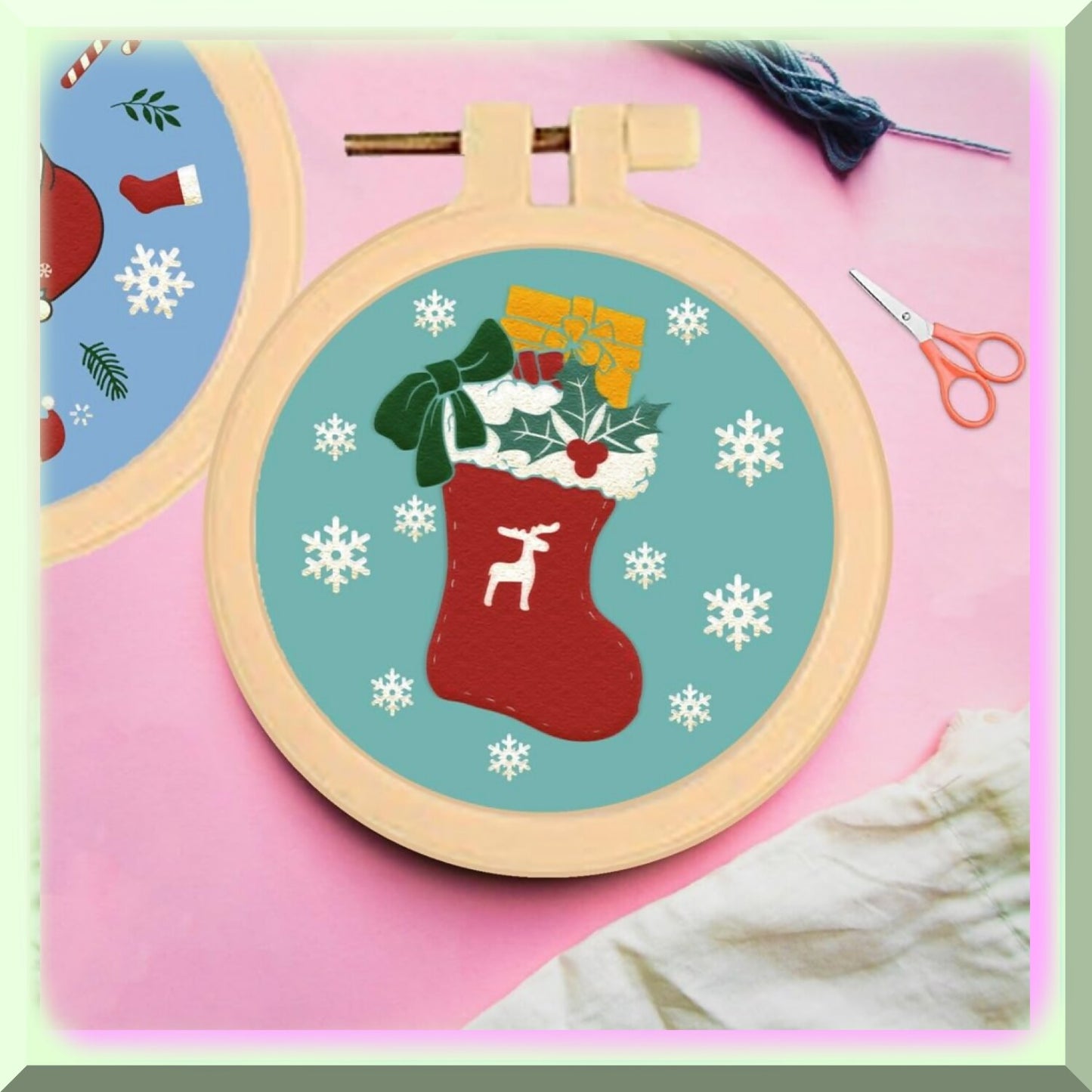 Small Embroidery Kit with Hoop and Colors for Beginners