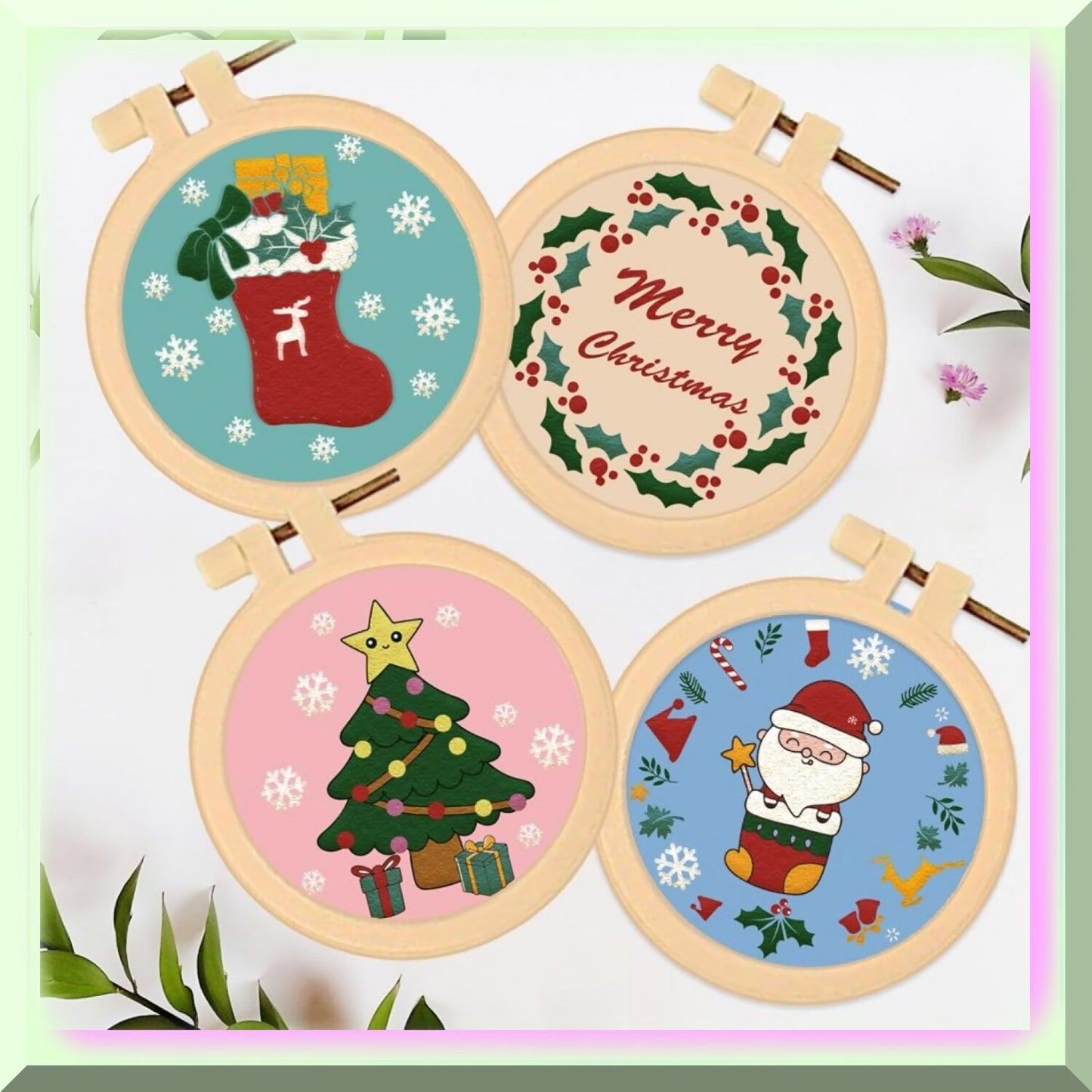 Small Embroidery Kit with Hoop and Colors for Beginners