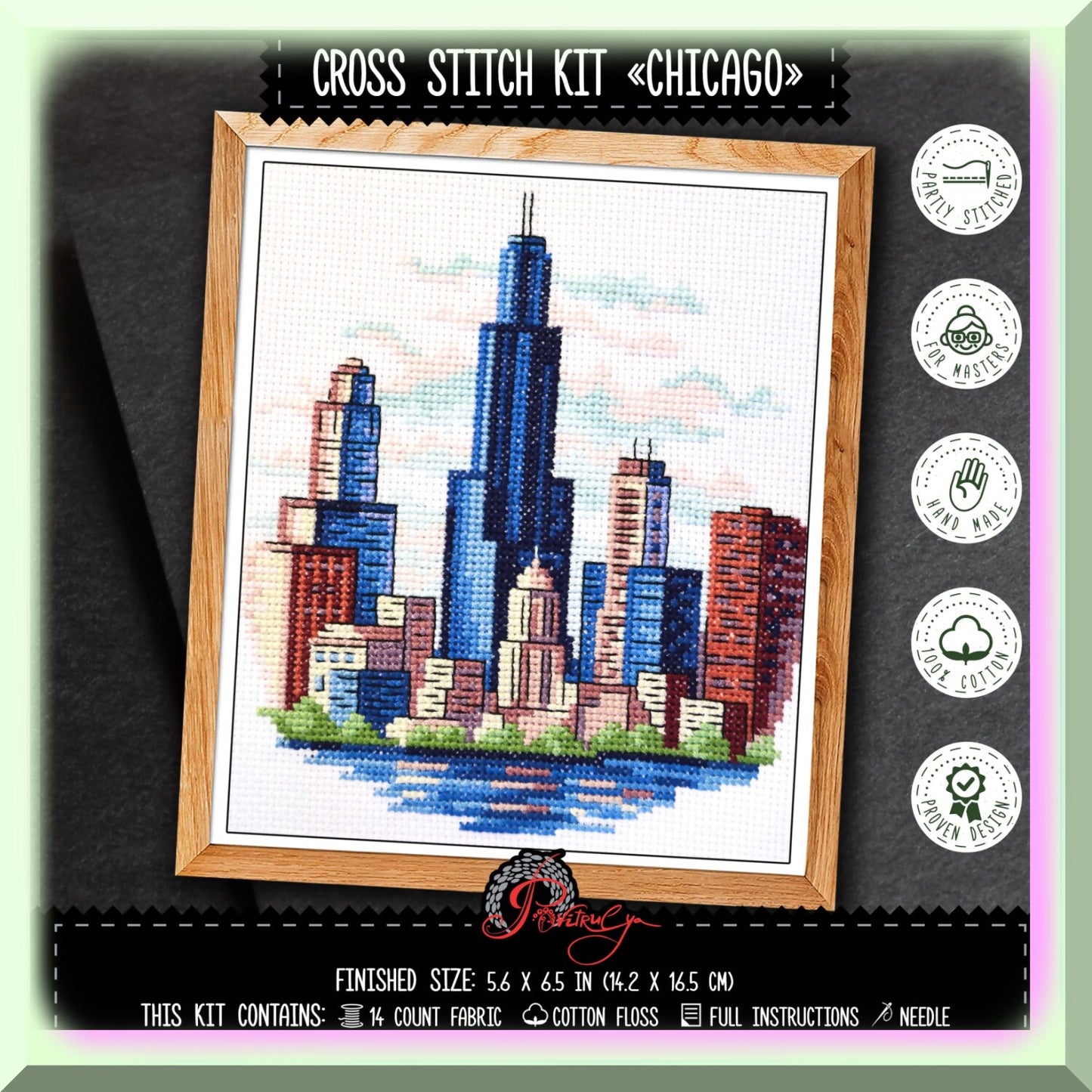 Chicago Cityscape Cross Stitch Kit for Adults