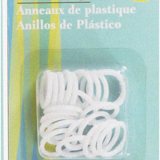 24 White 3/4-Inch Plastic Curtain Rings