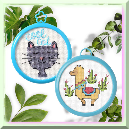 Llama and Cat Cross Stitch Kit for Beginners
