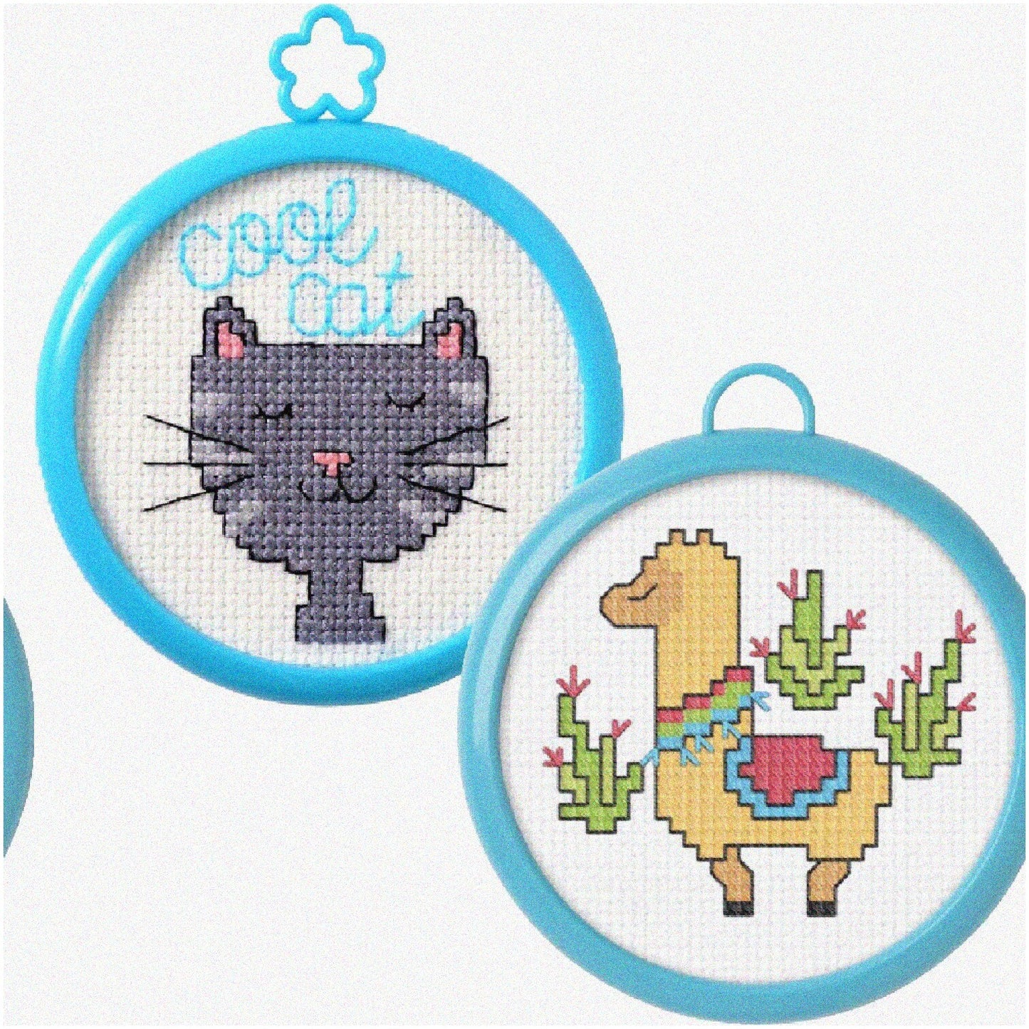 Llama and Cat Cross Stitch Kit Duo for Beginners