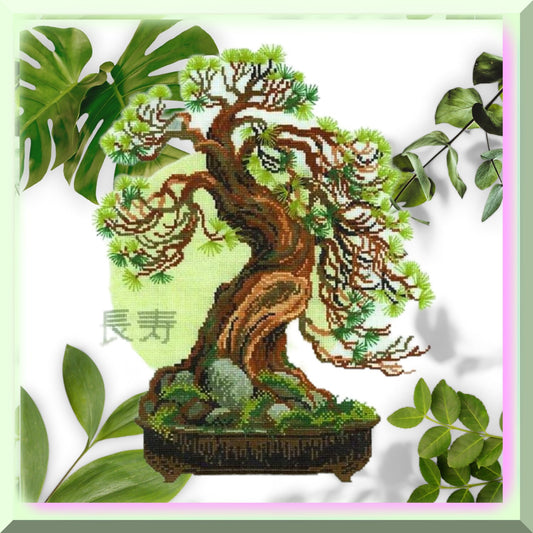Bonsai Matsu Longevity Cross Stitch Kit 13" x 17"