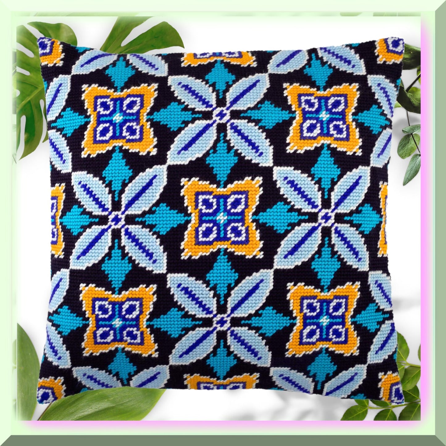 Moroccan Needlepoint Kit for 16x16 Inch Throw Pillow