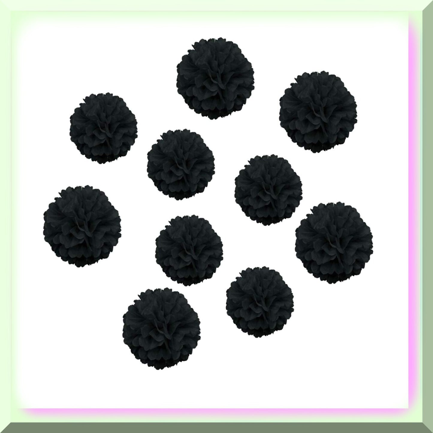 10 Black Tissue Paper Flowers Set (8in & 10in)