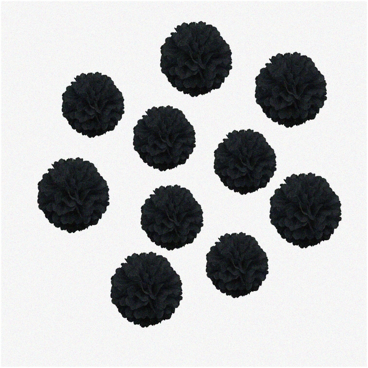 10 Black Tissue Paper Flowers Set (8in & 10in)