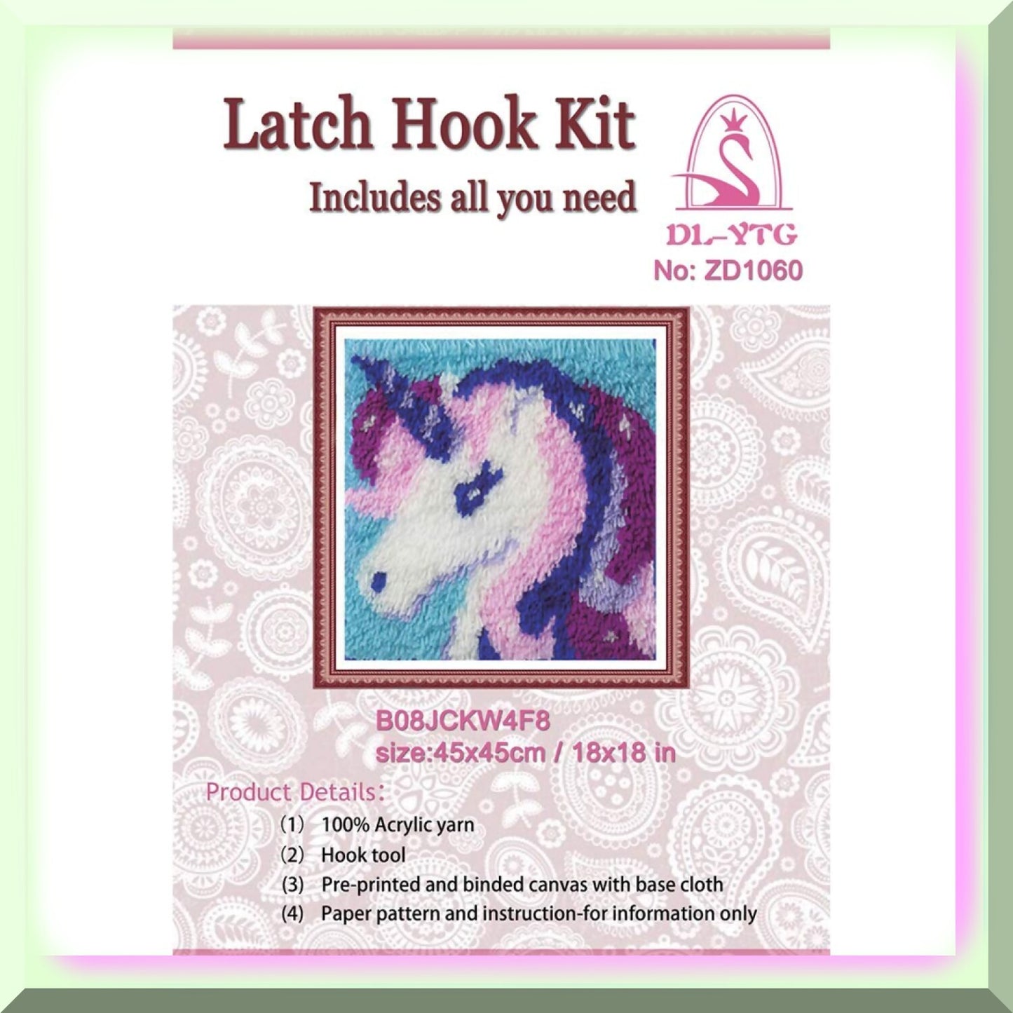 DIY Latch Hook Kit for Rugs and Pillows