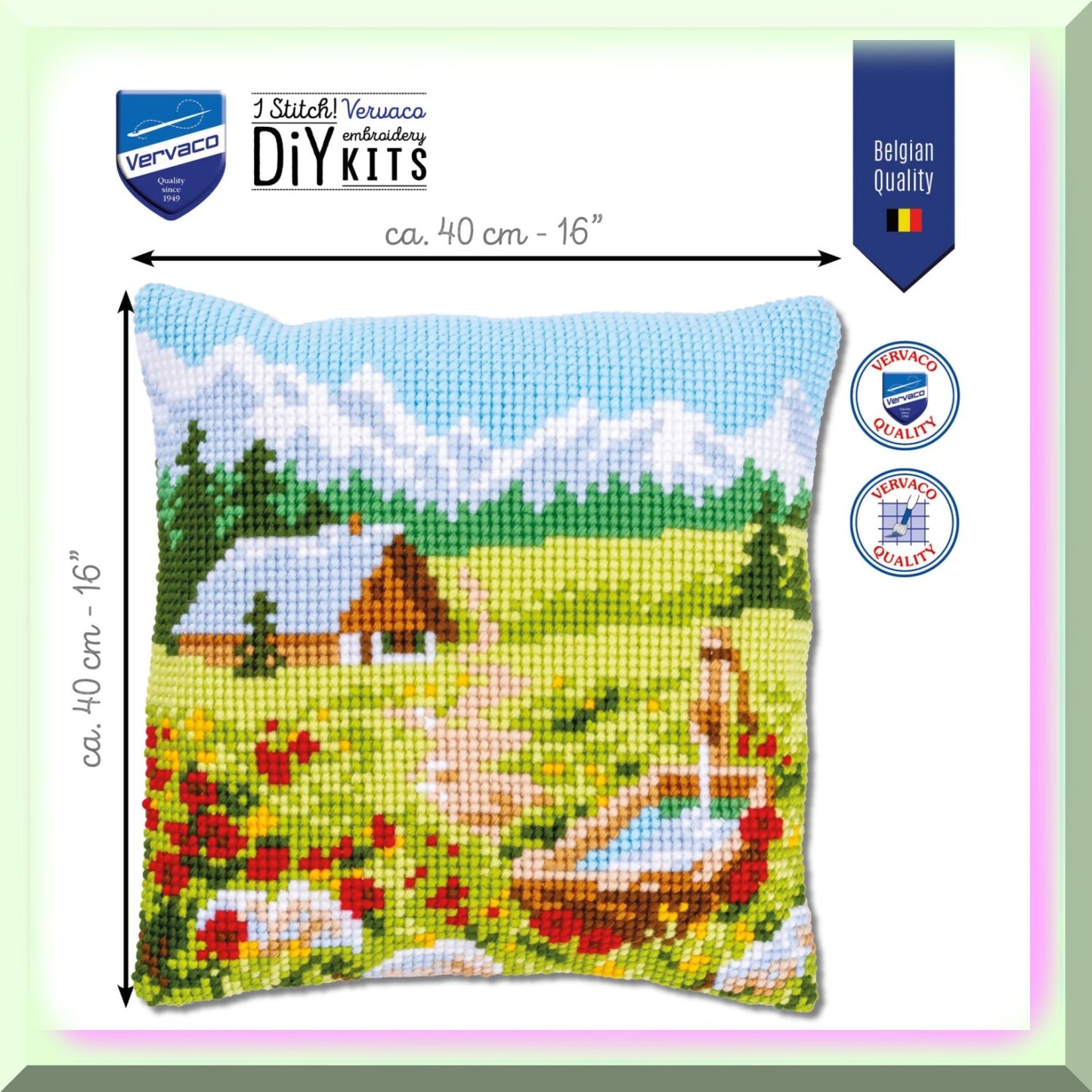 Alpine Bloom Cross Stitch Pillow Kit for Home Decor