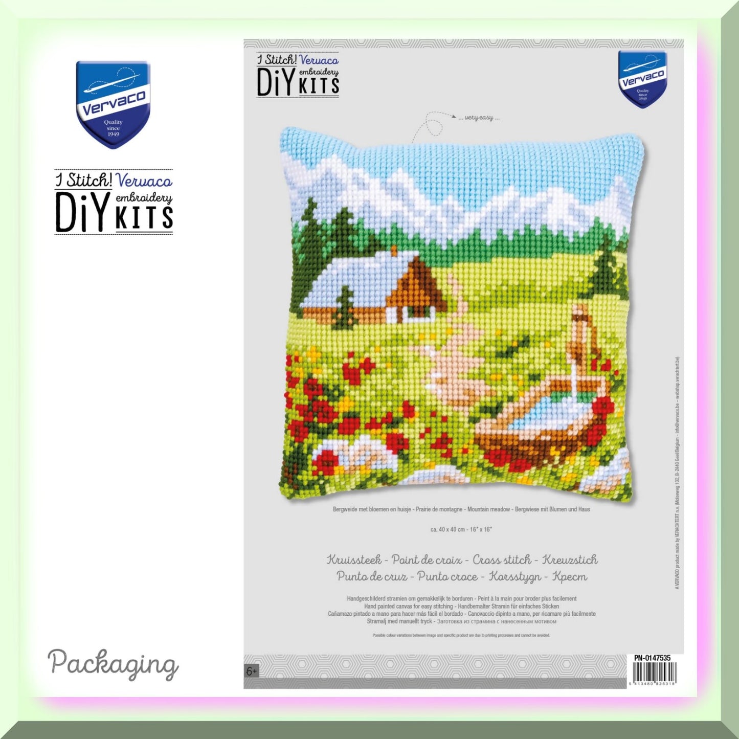 Alpine Bloom Cross Stitch Pillow Kit for Home Decor