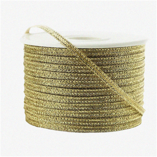 Golden Gleam Metallic Ribbon 100 Yards 1/8-inch Nylon Taffeta