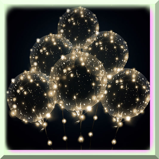 10 Set Warm White LED Balloons with 15 Clear Bobo Balloons