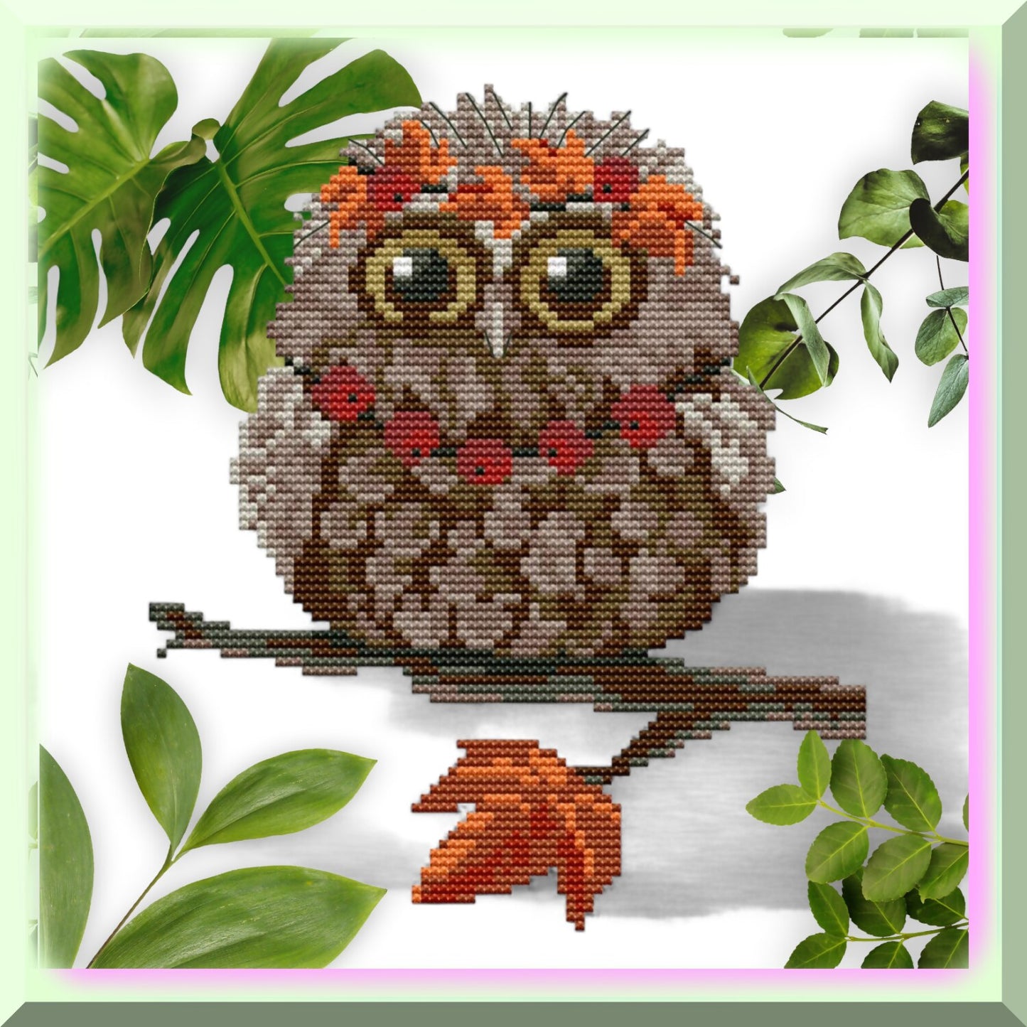 Stamped embroidery kit for beginners with pre-printed fabric