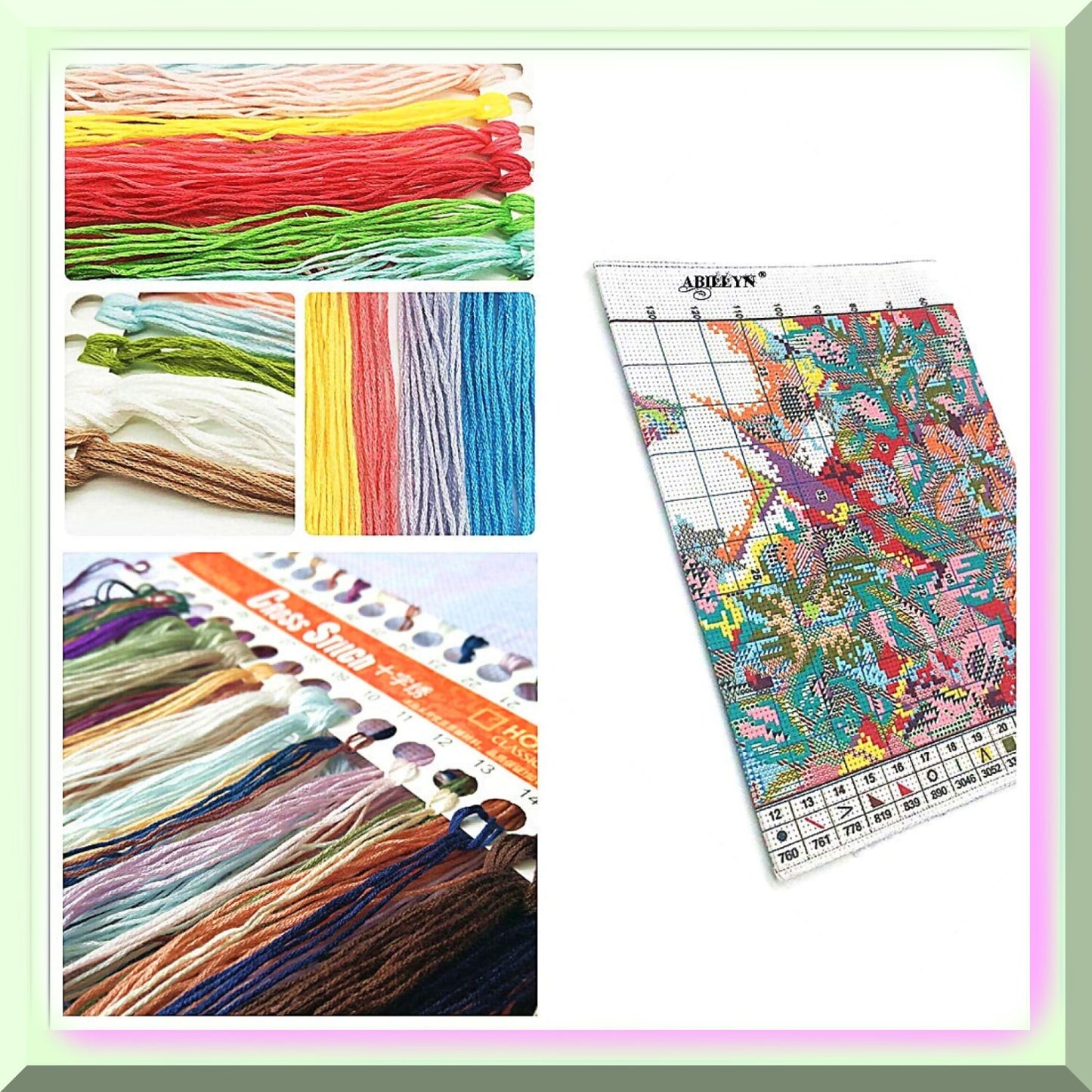 Stamped embroidery kit for beginners with pre-printed fabric