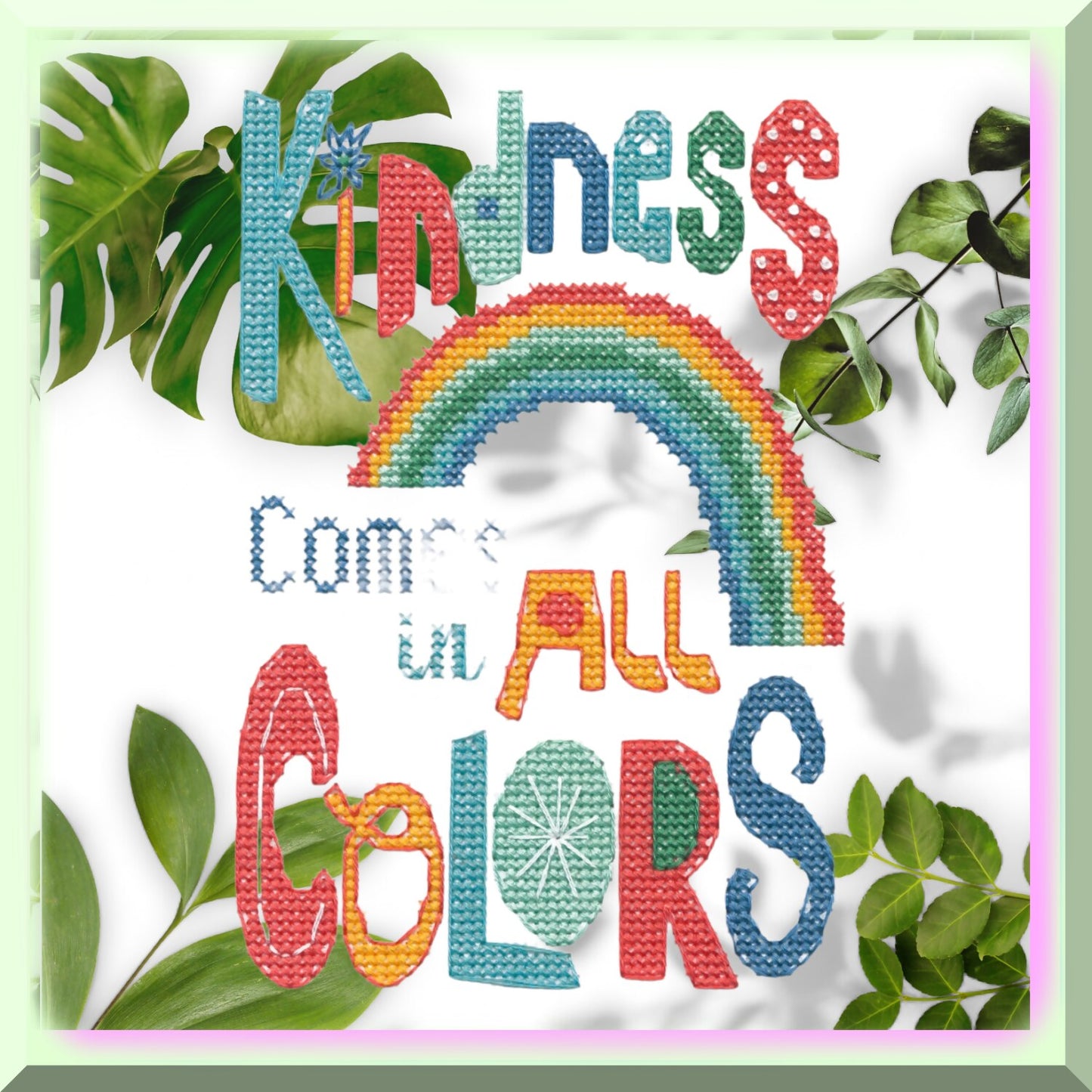 Kindness Cross Stitch Kit with 14 Count White Aida