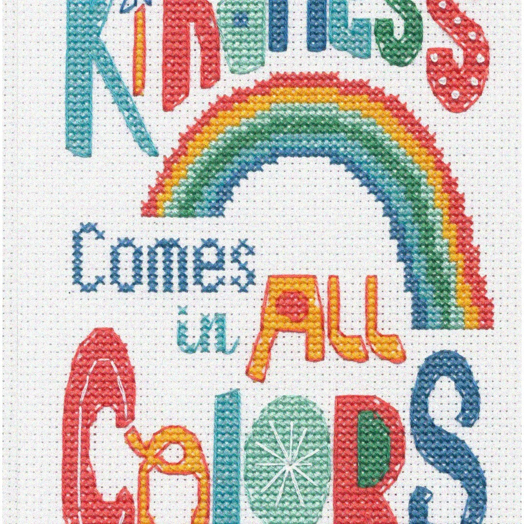 Kindness Cross Stitch Kit with 14 Count White Aida