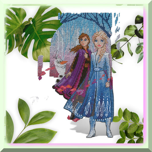 Frozen II Cross Stitch Kit Compatible with Navy Aida